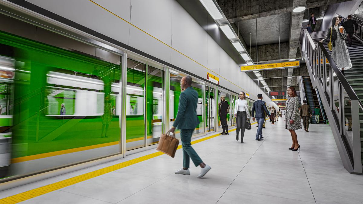 Render de la estación subterránea de la Línea 2 del Metro de Bogotá