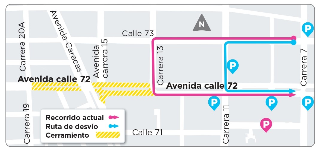 Plan de manejo de tránsito de la calle 73 al occidente y calle 72 al oriente
