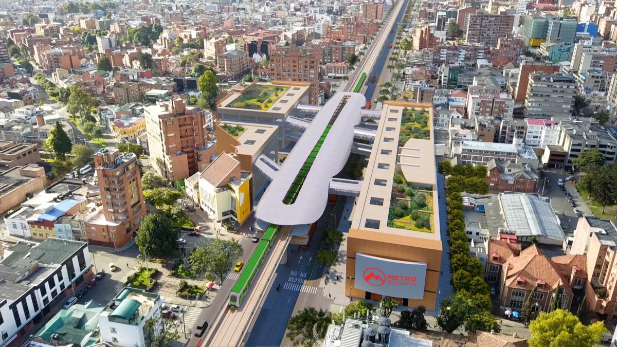 Render de la estación de la calle 45 de la Primera Línea del Metro de Bogotá