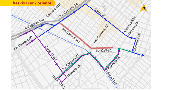 Desvíos sur-oriente