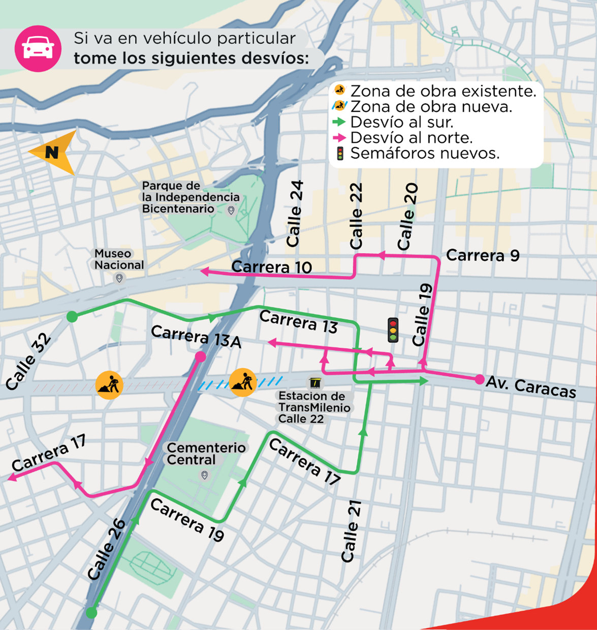 Imagen de los cierres y rutas alternas