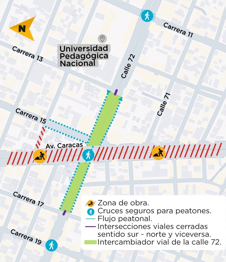 Mapa con el flujo peatonal por la zona