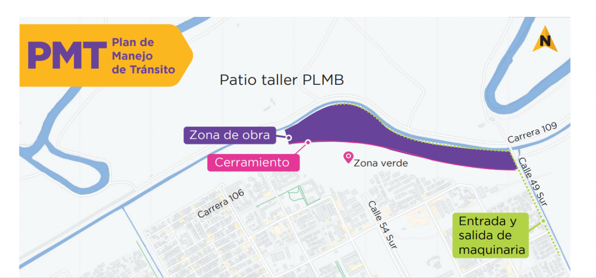 Mapa que muestra los cierres viales por la construcción del puente metálico