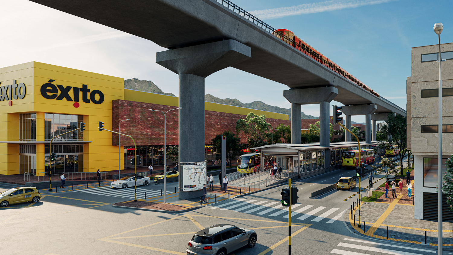 Render de la estación en la Avenida Caracas con calle 51 sector Marly