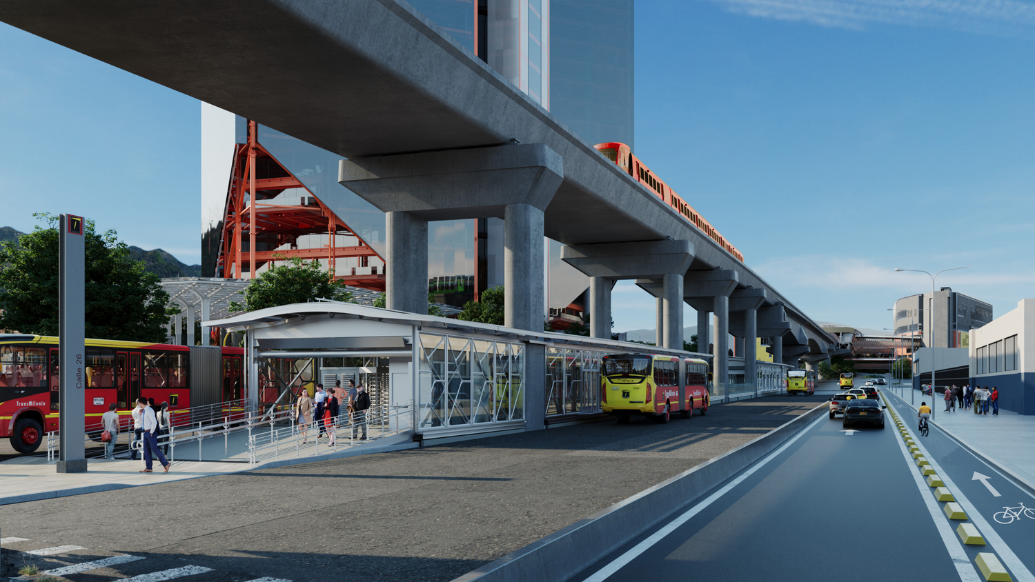 Render de la estación en la Avenida Caracas con calle 26