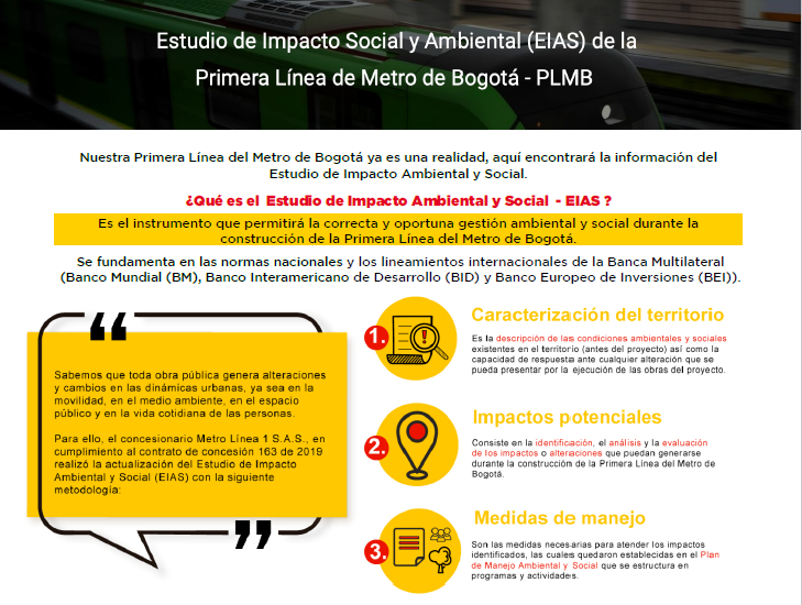 Infografía del Estudio de Impacto Social y Ambiental (EIAS) de la Primera Línea del Metro 