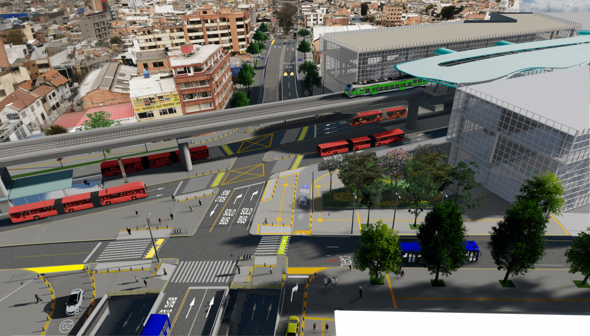 Render de cómo se verá el sector de la calle 72 con avenida Caracas cuando ya esté construida la estación del Metro de Bogotá