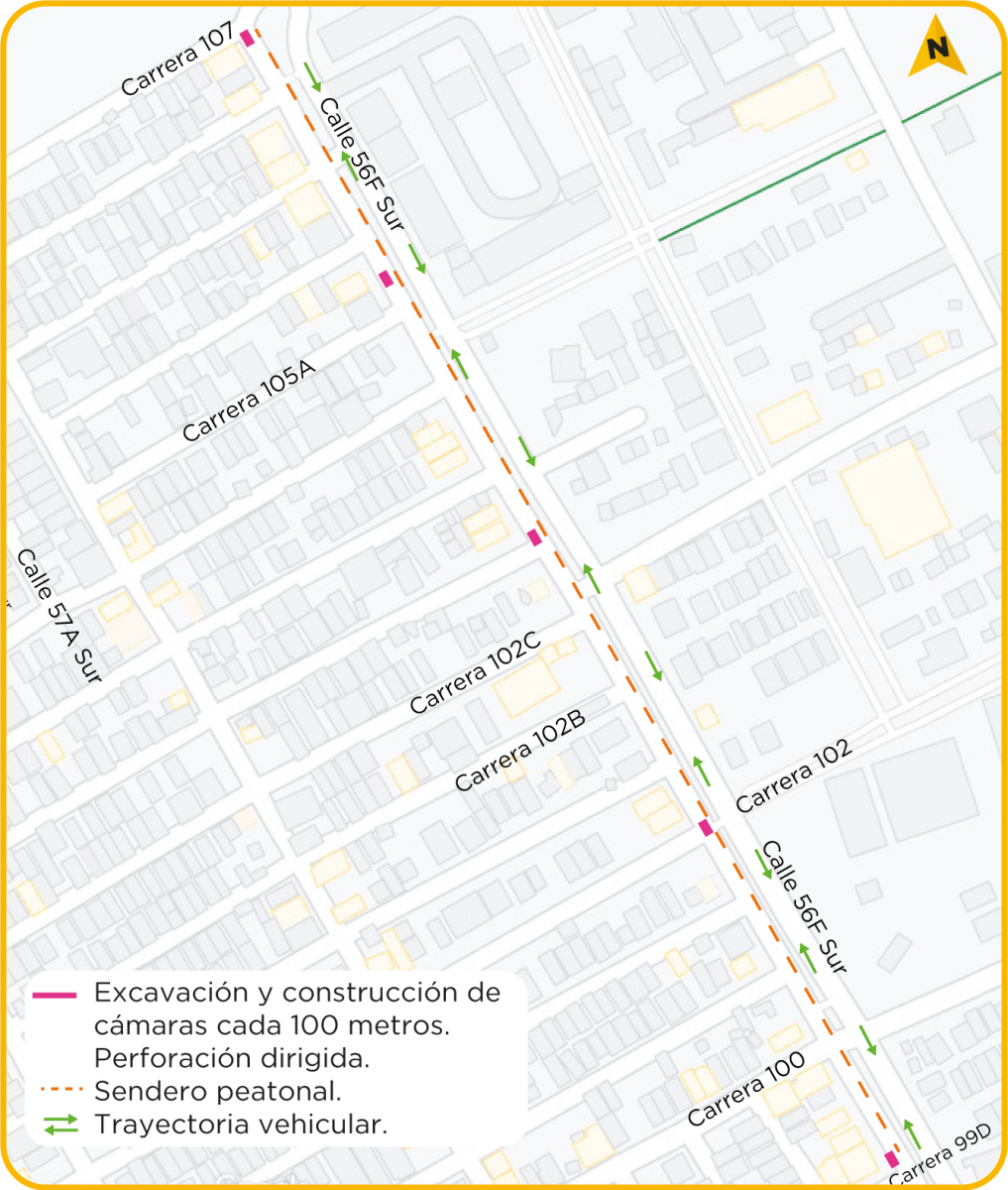 Mapa PMT en el patio taller en Bosa