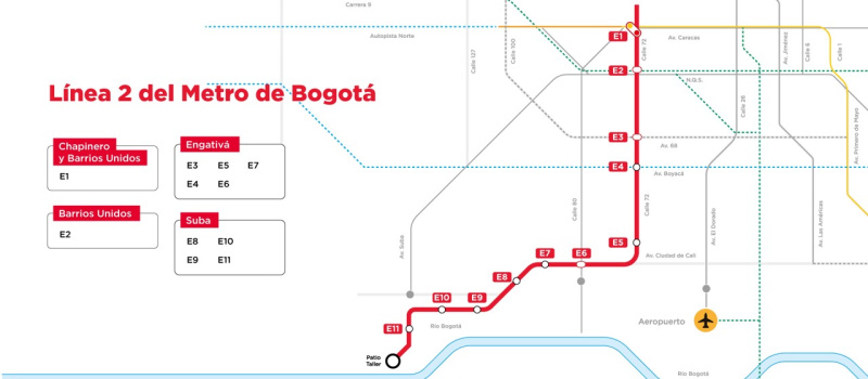 Mapa trazado línea 2 del metro