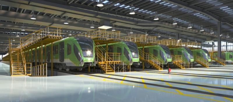 Render de trenes estacionados de la PLMB