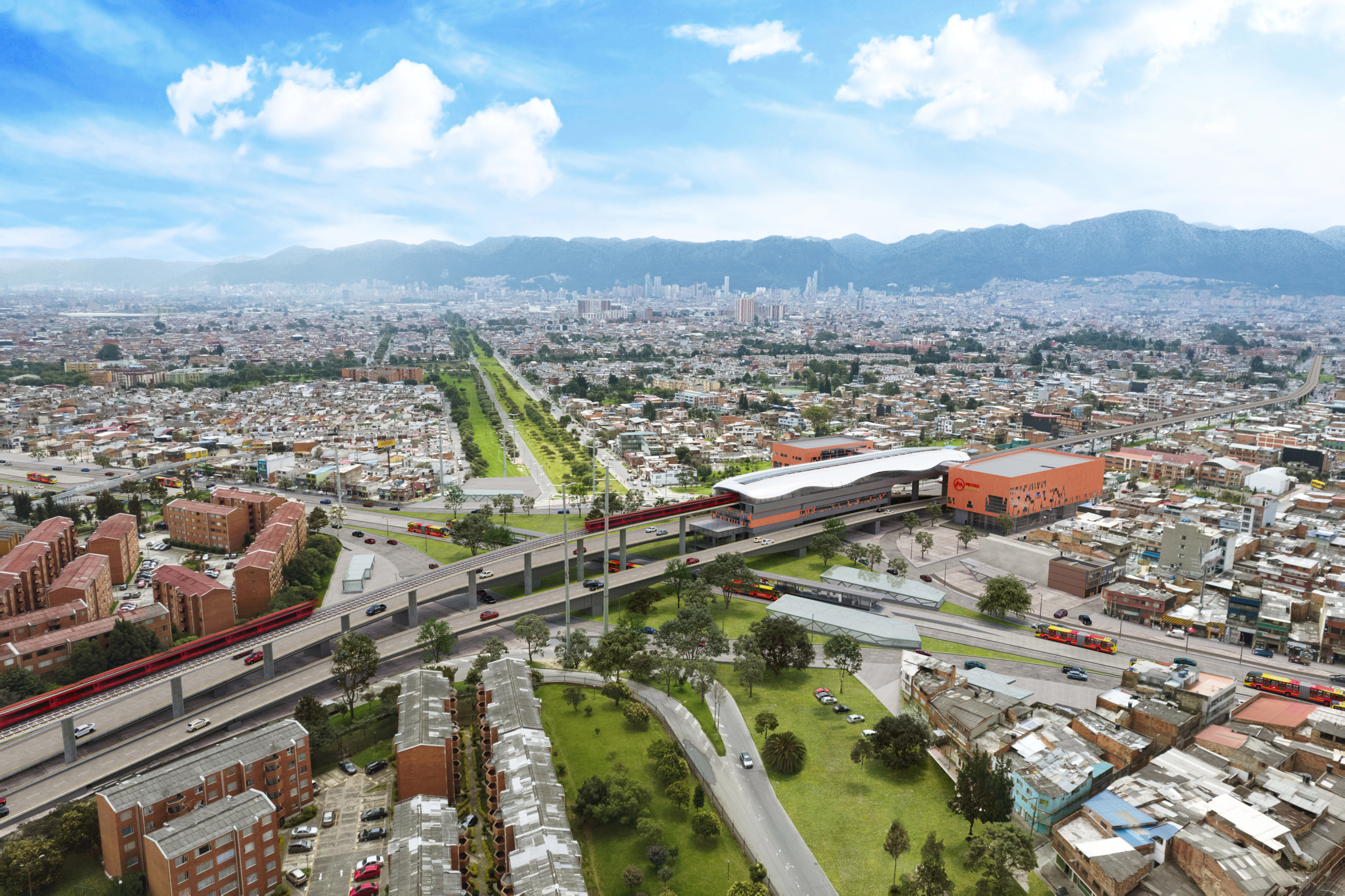 Vista de un render de como se verá la estación 7 de la L1MB